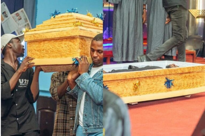 Nigerian Gospel singer arrives church in a casket