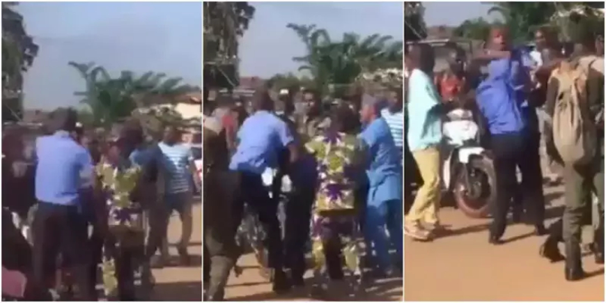 Nigerian Policemen, Soldiers Fight In Public Over Traffic Violation, Assault On Policewoman In Ekiti